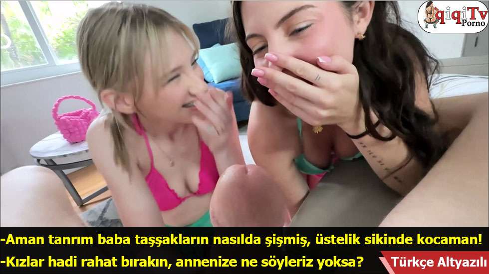 Kızlarım porno izlerken yakaladı ve birlikte takıldık